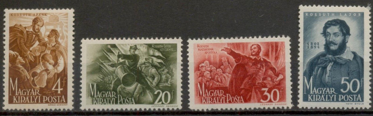 M348 - 1944. Kossuth Lajos I. teljes belyegsorozat – Postatiszta
