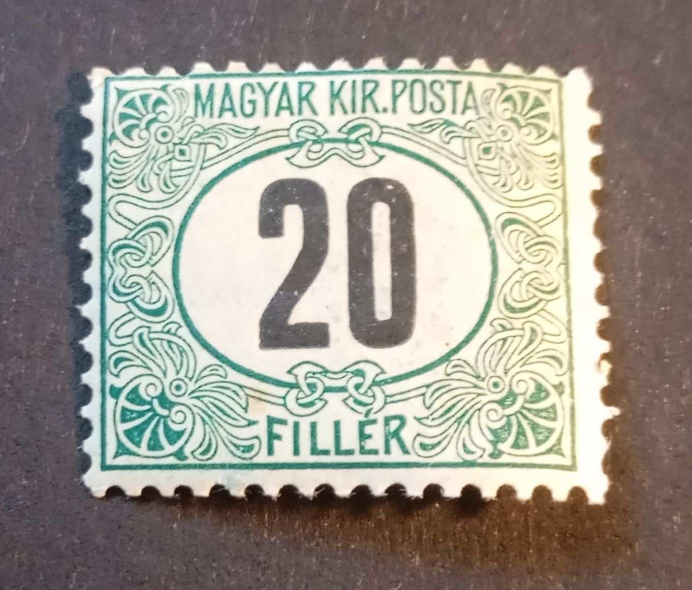 Magyarország 1903 Zöldportó A, 20 f * falcos, 15000 Ft kat. érték H