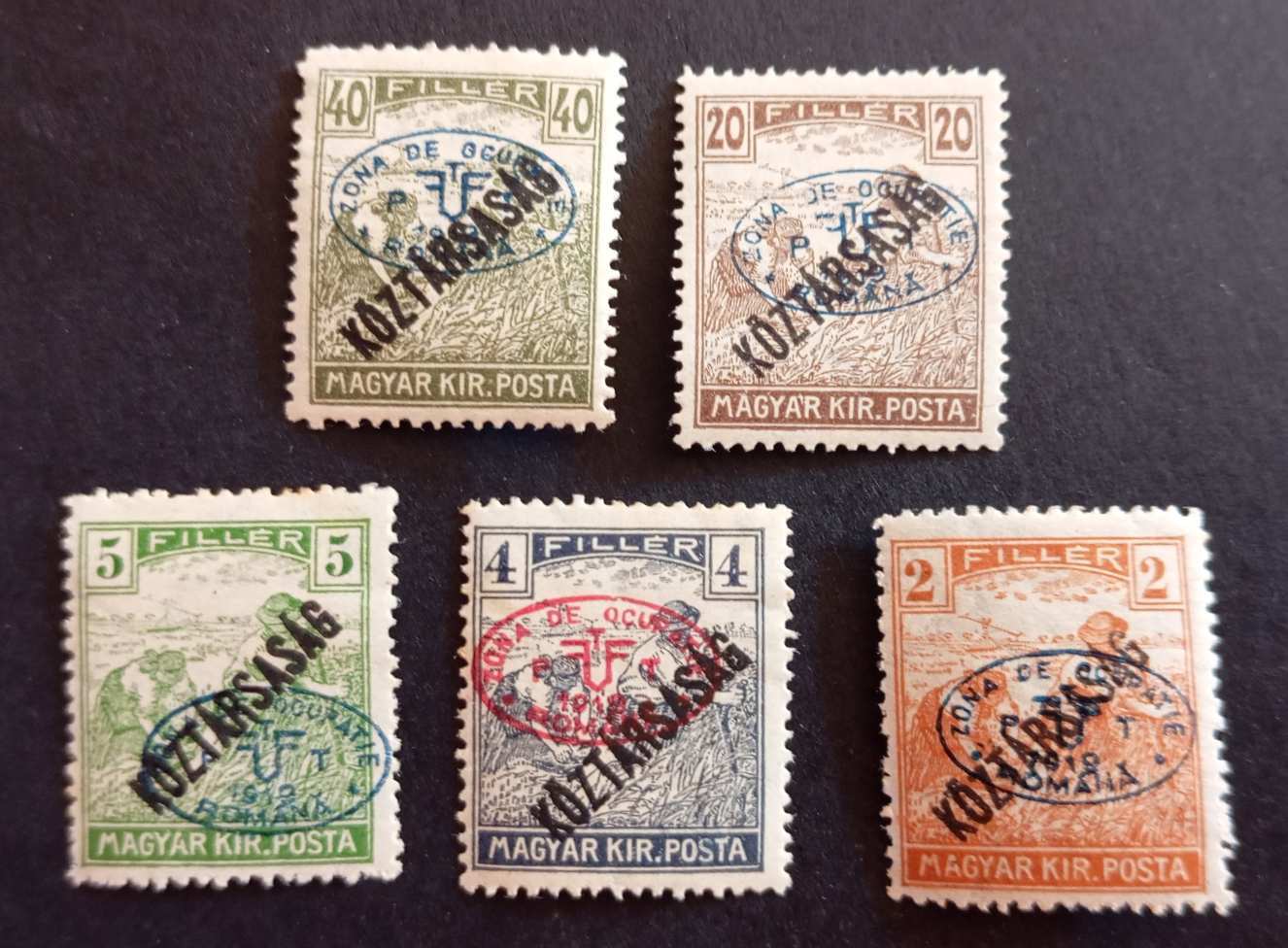 Magyarország 1919 Debrecen román megszállás Arató/Köztársaság 5 érték * falcos H