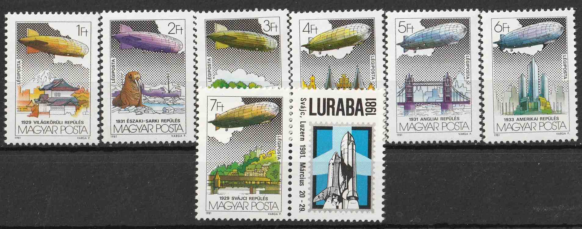 53-13   Postatiszta sorok  1981   Zeppelin híres repülései