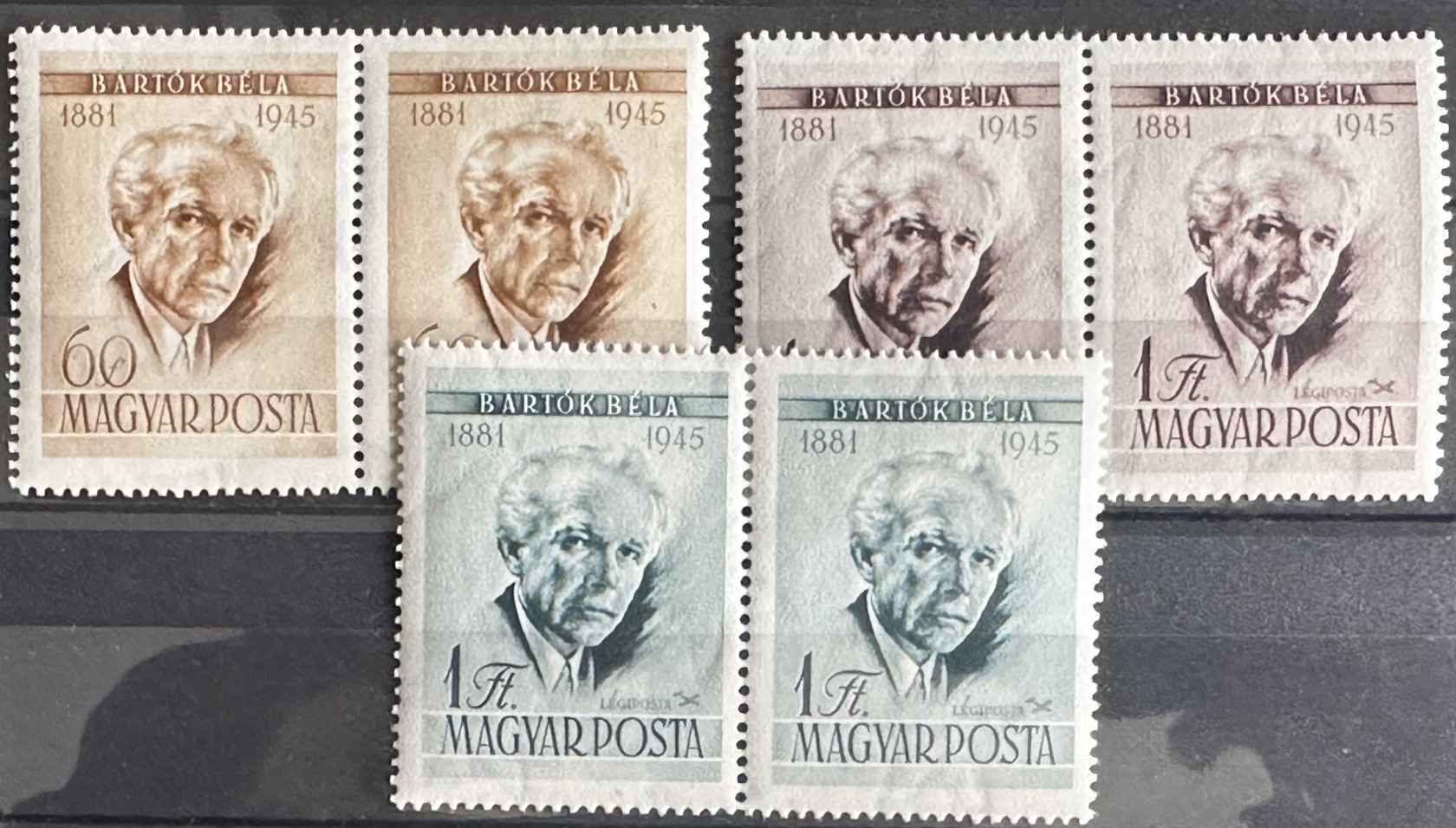 1955 BARTÓK BÉLA MAGYAR POSTATISZTA ** BÉLYEG PÁR  MBK: 4000FT
