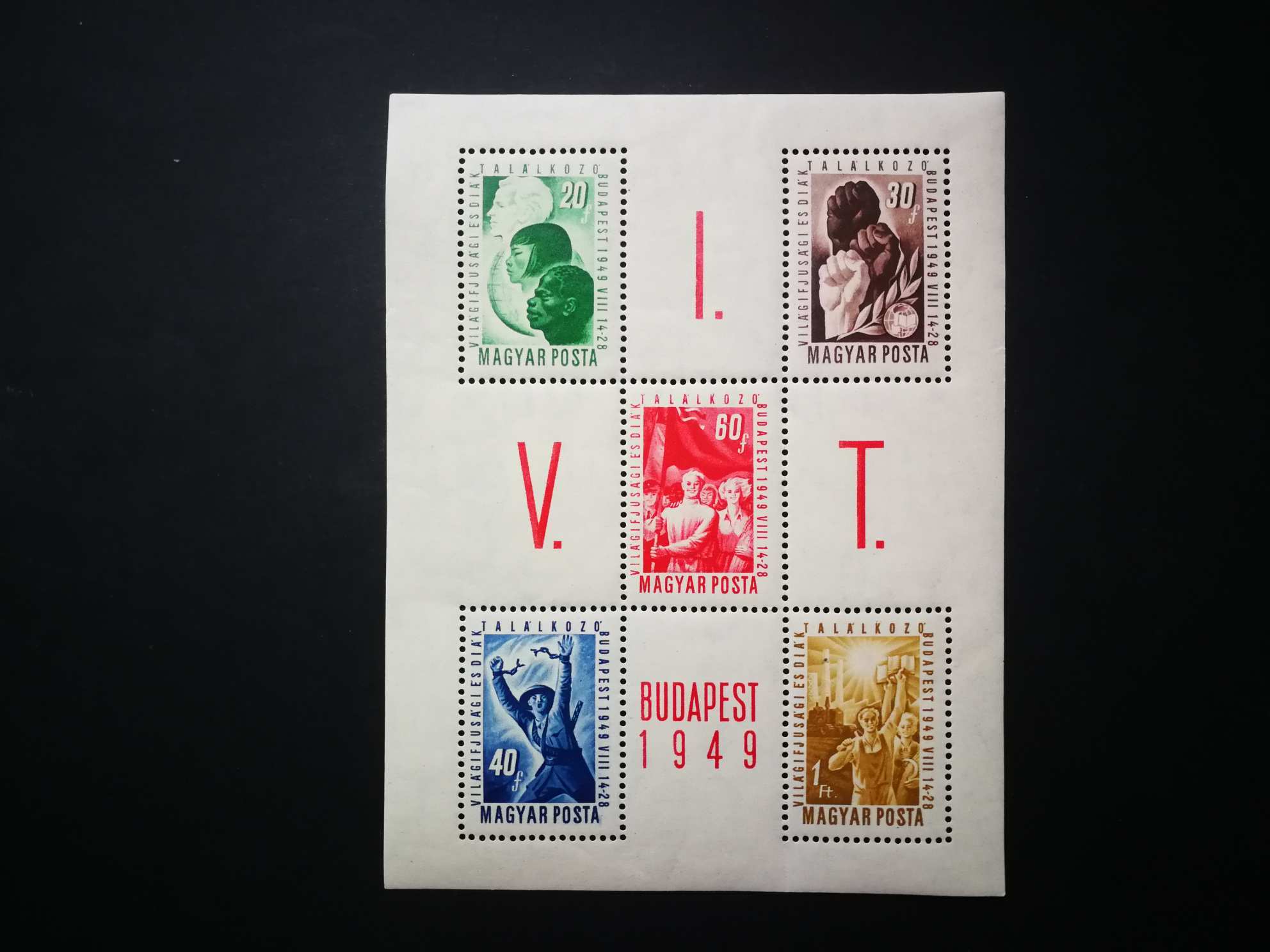 Magyarország 1949 VIT blokk ** enyhe törések, apró folt F