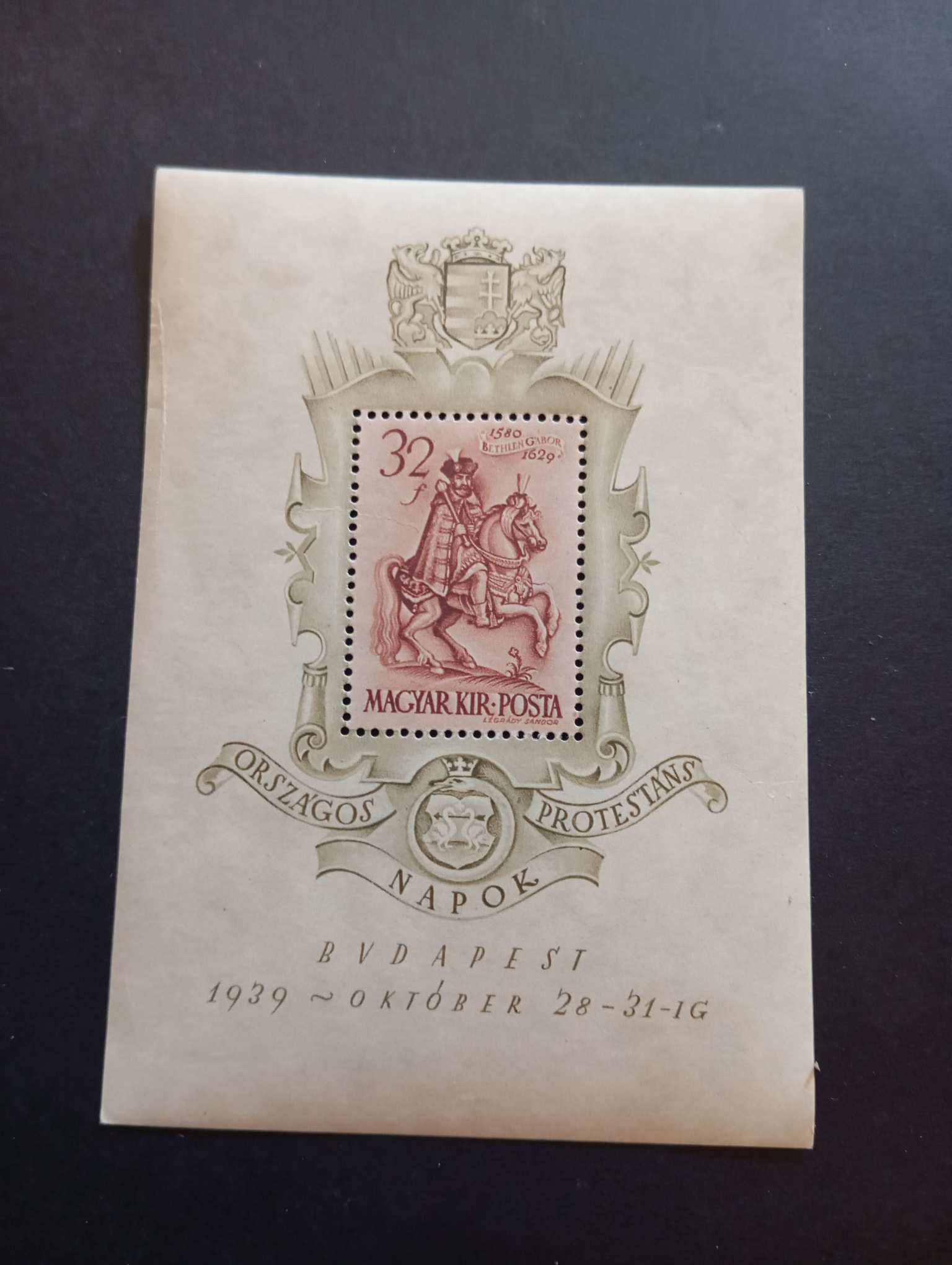 Magyarország 1939 Bethlen blokk fogazott ** postatiszta kat. ár 6000 Ft