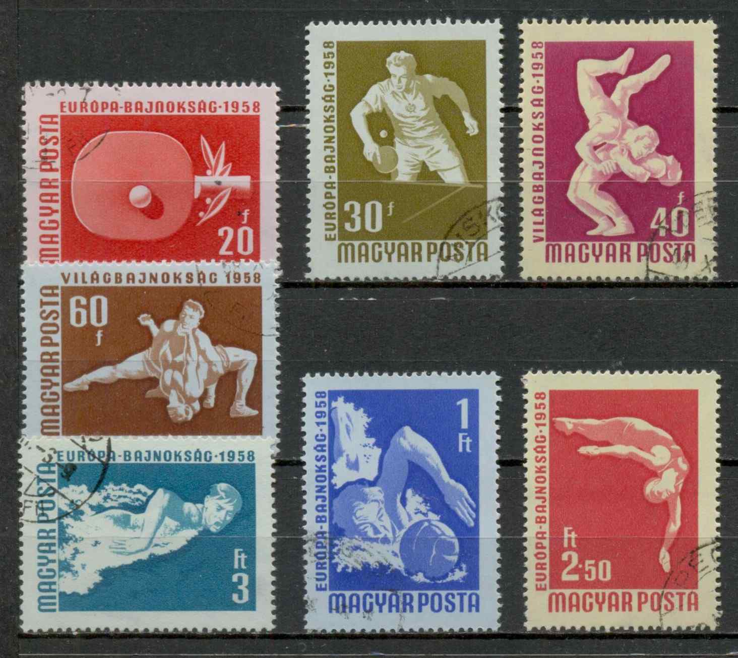 M251 - Magyar Posta 1958 Sport III. alkalmi bélyegek (7 db-os tétel, pecsételt)