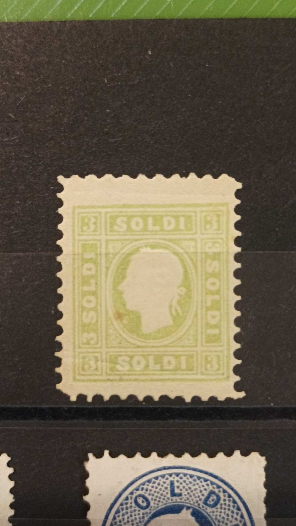 1858. Könyvnyomat dombornyomással 3 soldi  újnyomata. ** Alul törött
