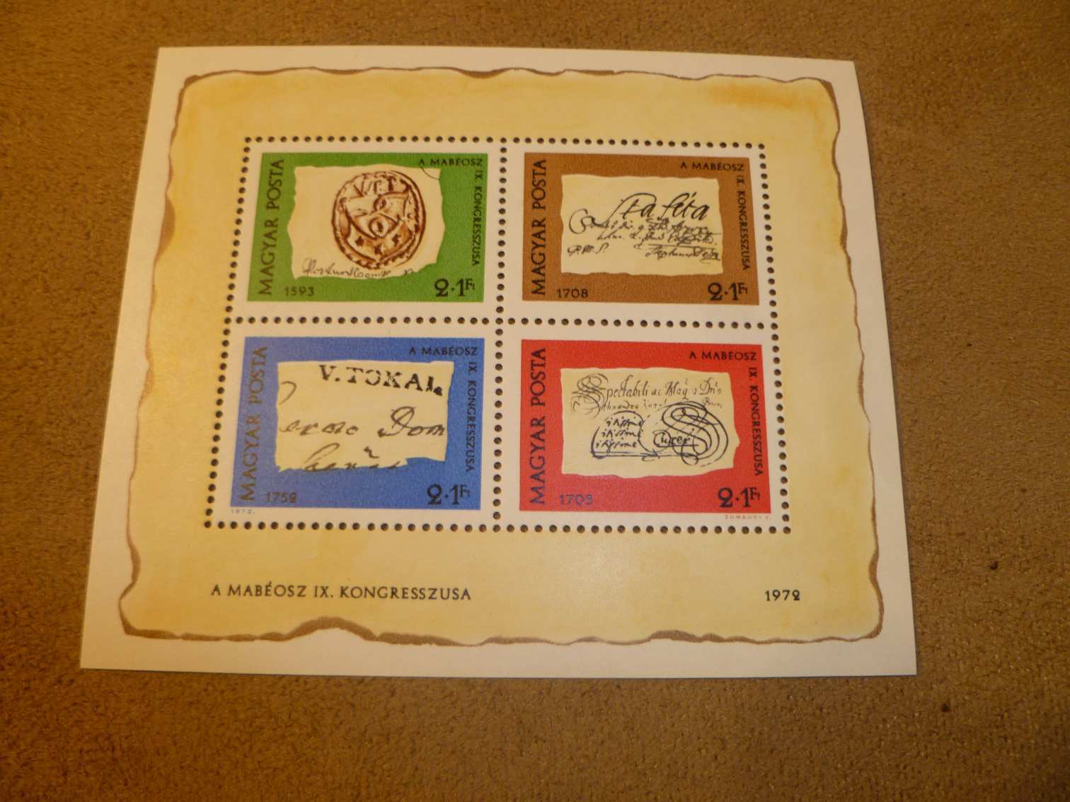 1972 MABEOSZ IX. Kongresszus blokk postatiszta B22