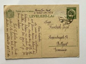 1930 Eszperantó dijjegyes levelezőlap 8f Budapest Stuttgart ritka