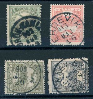 1900+ turul bélyegzések TÖRÖK-KANIZSA + ERDEVIK + ÚJ-MOLDOVA + NAGY-SZALONTA Gudlin 70p (e80)