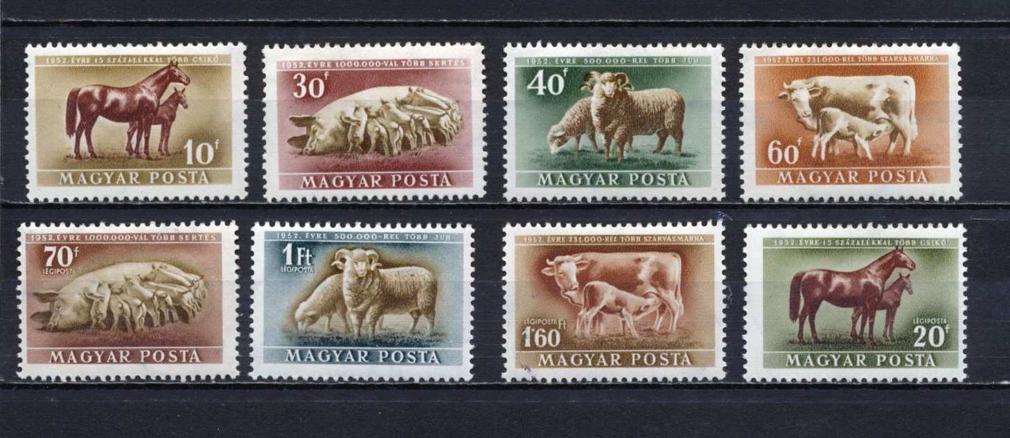 1951 Háziállatok postatiszta bélyegsor, kat.: 7000 Ft