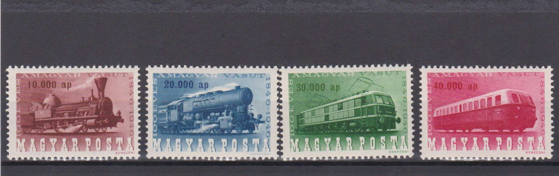 Vasútjubileum bélyegsor 1946 Kat.ár 4000.-Ft