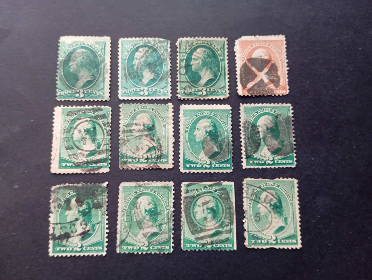 USA 1870-87 12 db pecsételt vegyes minőségben