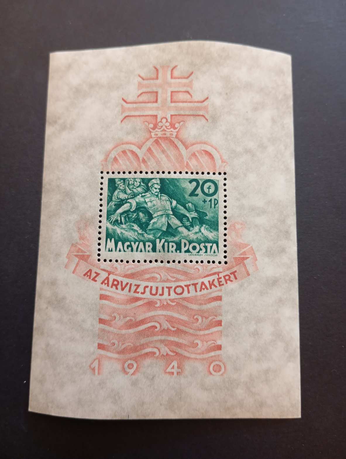 Magyarország 1940 Árvíz blokk ** postatiszta kat. ár 1200 Ft