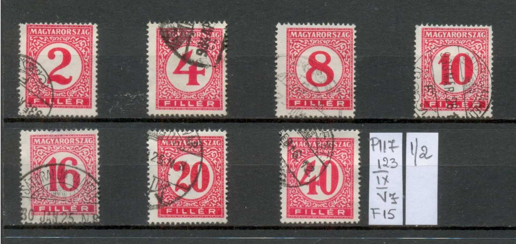 M39 - 1929 Pengő-fillér portóbélyeg sorozat, IX. vízjel, 15-ös fogazat