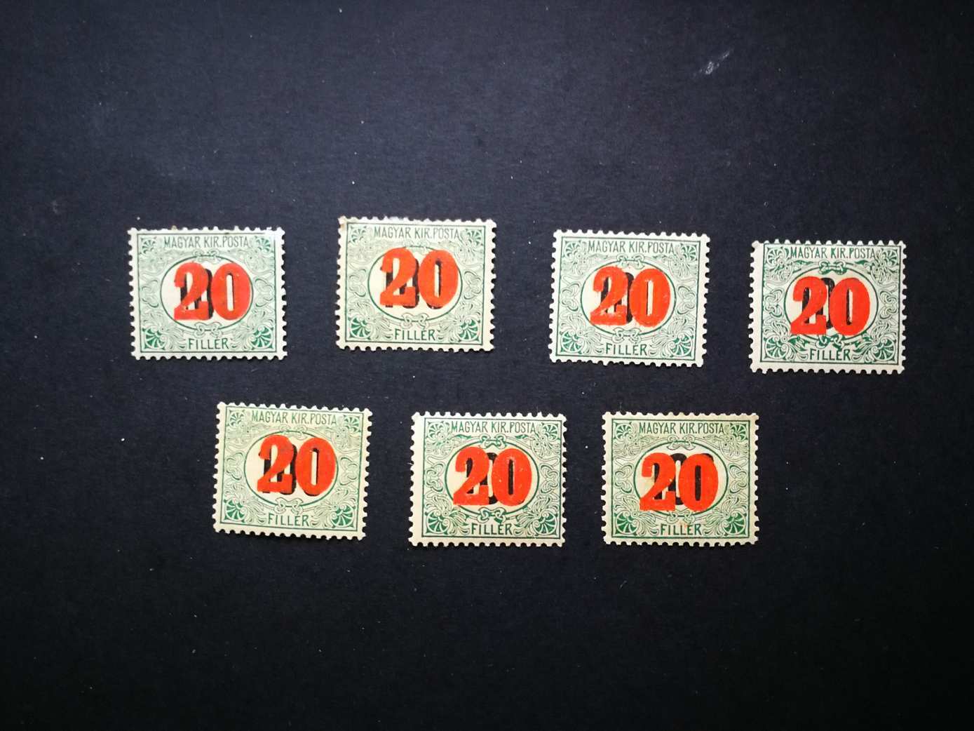 Magyarország 1915 Kisegítő portó 9-sz. 7 db * falcos kat. ár 4200 Ft H