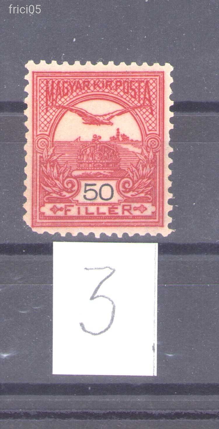 1900, Turul 50 fillér, postatiszta bélyeg E fog, sarok hiba