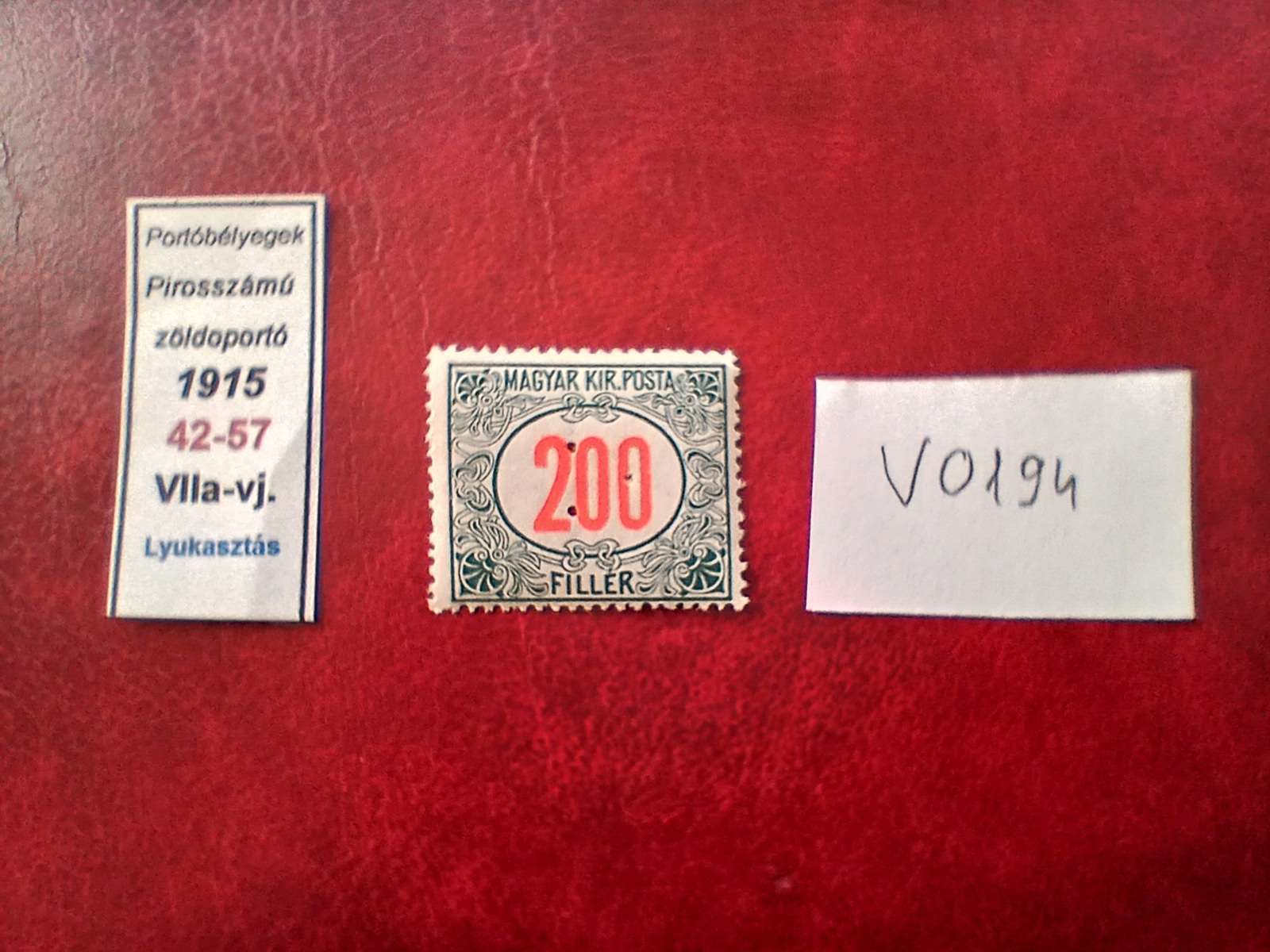 Magyar bélyeg 1915 42-57 200 fillér hármas lyukasztás eredeti gumirozás postatiszta