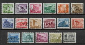 M354 - 1951-1953 Épületek (kis képméret) forgalmi bélyeg tétel, 17 db, pecsételt