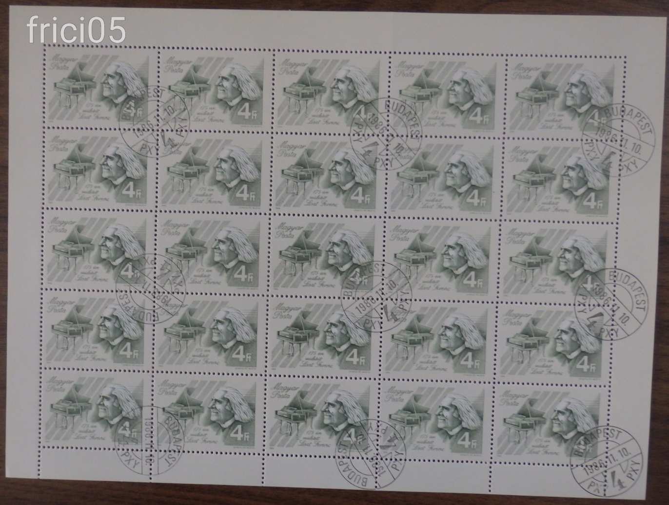 1986, Liszt Ferenc II, pecsételt teljes ív, hajtatlan,