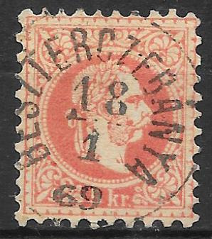1867. 5 kr bélyeg "BESZTERCZEBÁNYA 69/1/18" BÉLYEGZÉSSEL