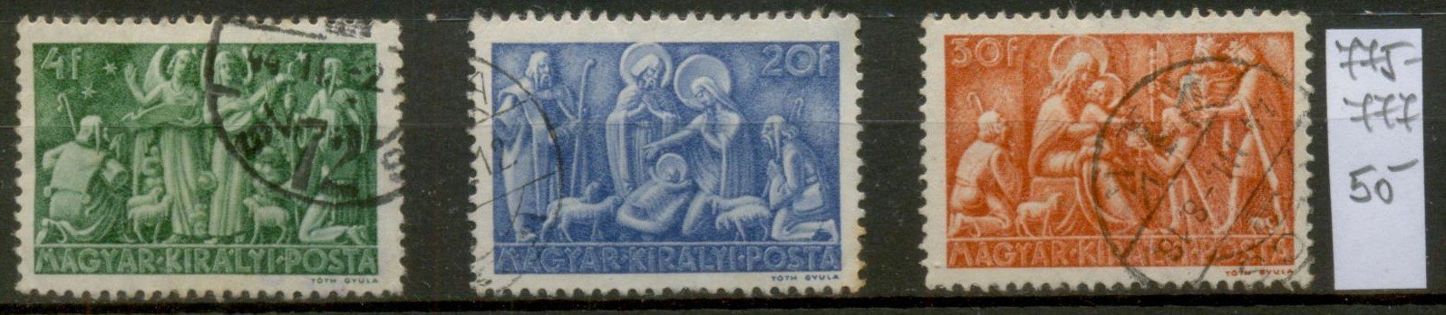M135 - 1943. Karácsony teljes bélyegsor (3 db) - Pecsételt