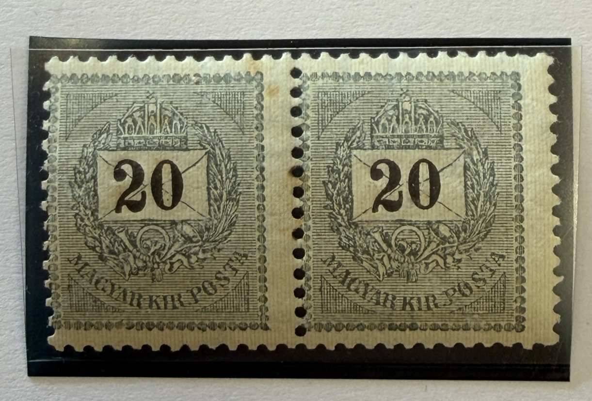 1898 Feketeszámú Krajcáros II.vj - 20 Kr összefüggő Bélyeg pár (50a)!!!