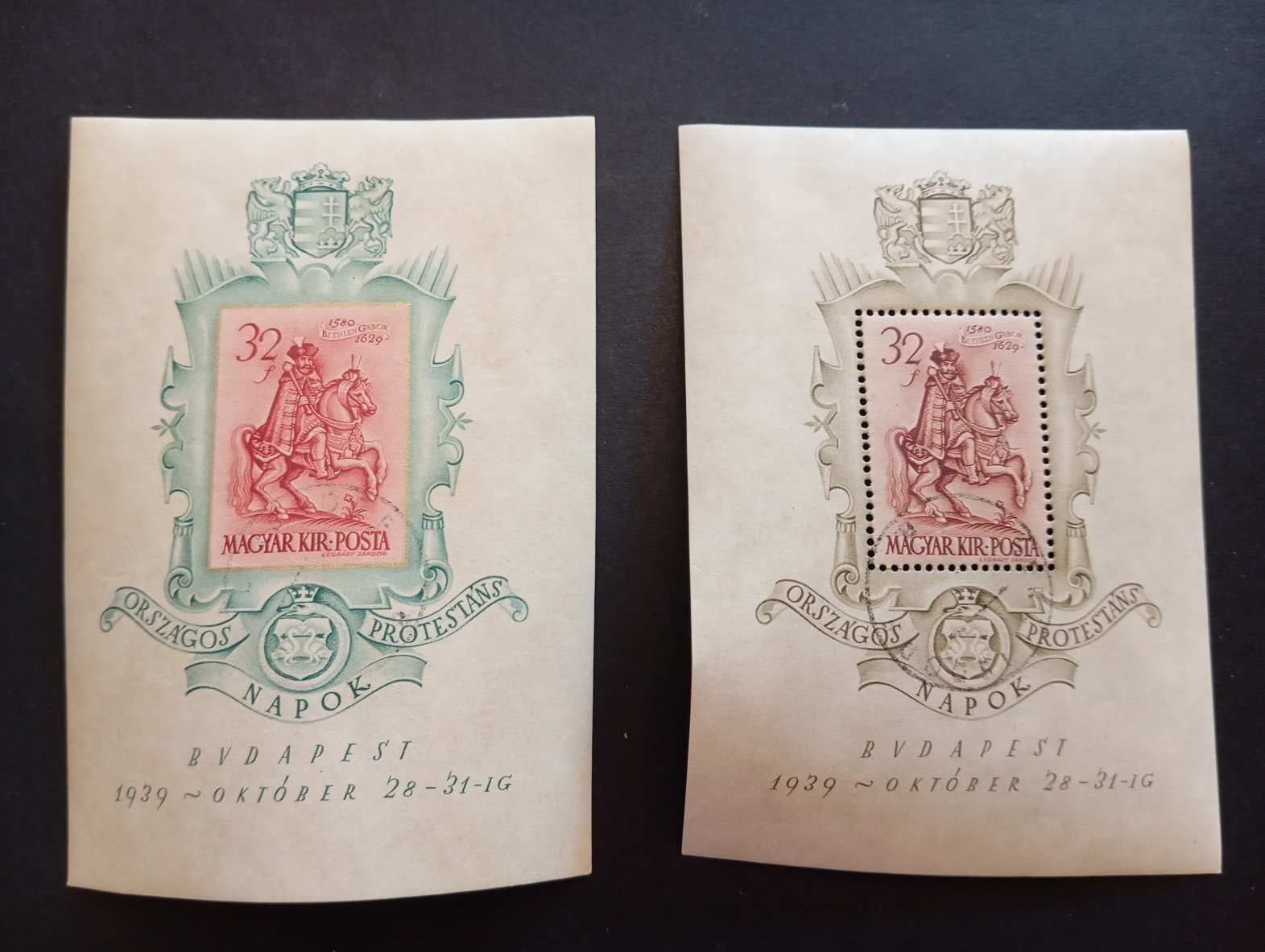 Magyarország 1939 Bethlen blokkpár pecsételt kat. ár 12000 Ft
