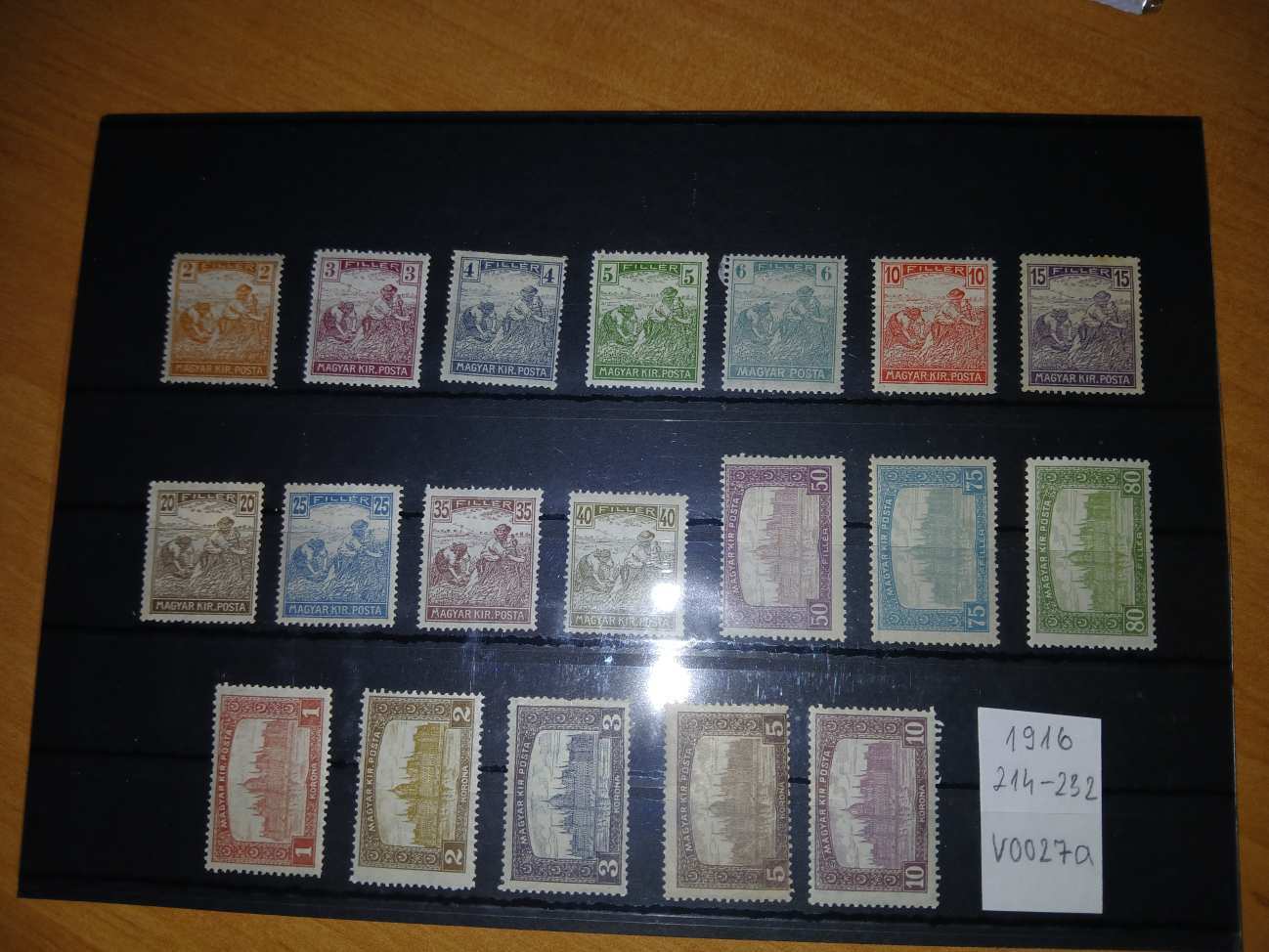 V0027a Magyar bélyeg 1916 214-232 postatiszta eredeti gumírozás