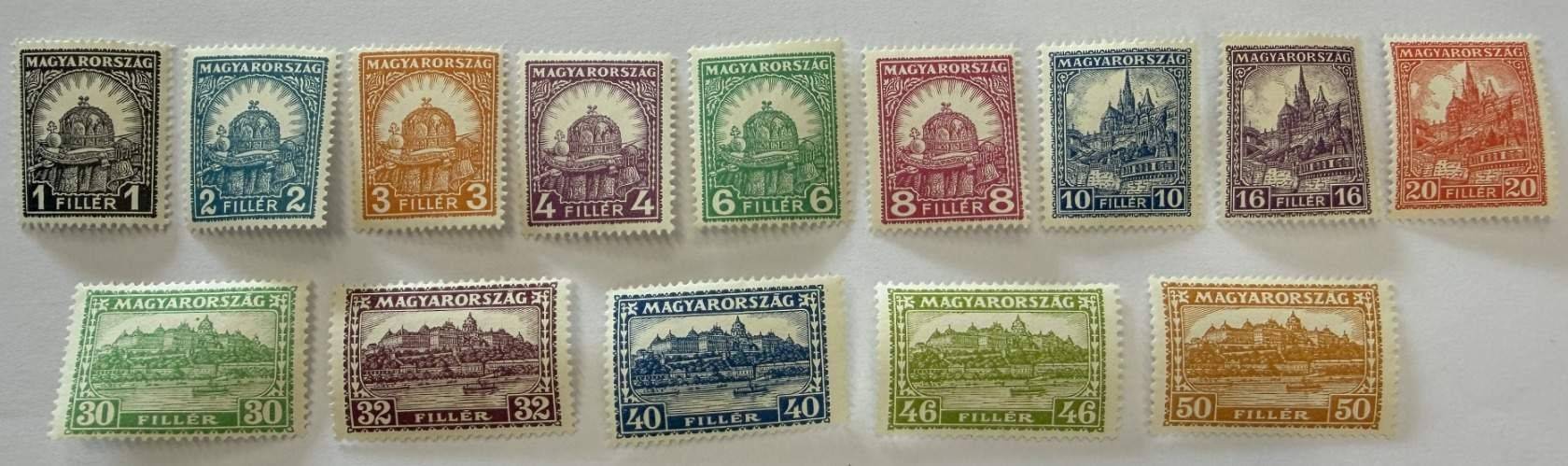 1928 Pengő-Fillér II. Teljes Bélyegsor A (**)