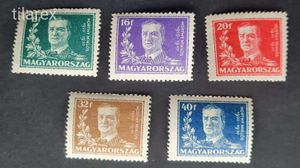 Magyar Bélyeg 1930 Kormányzói 10 Éves.. Horthy Miklós ( MPIK 492-96** 9.000 Ft )