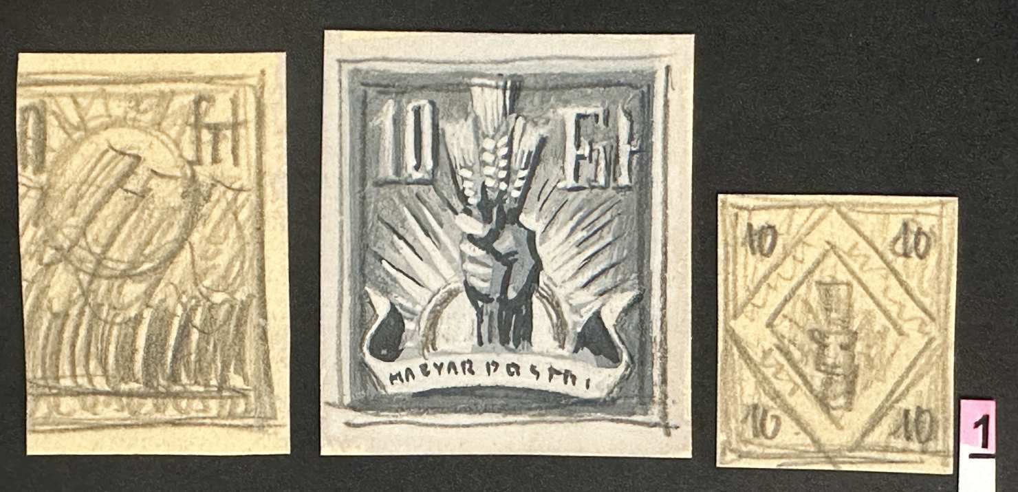 MAGYARORSZÁG 1946 KONECSNI GYÖRGY BÉLYEGTERV VÁZLATA -1.-