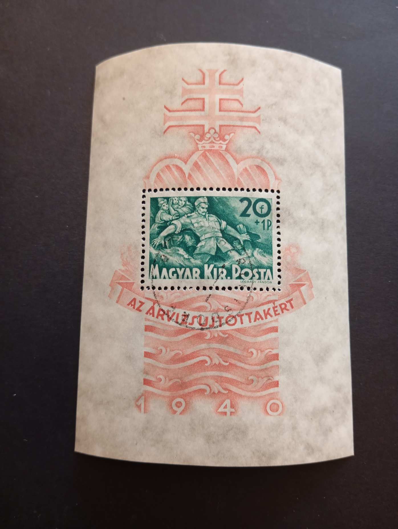 Magyarország 1940 Árvíz blokk pecsételt kat. ár 800 Ft