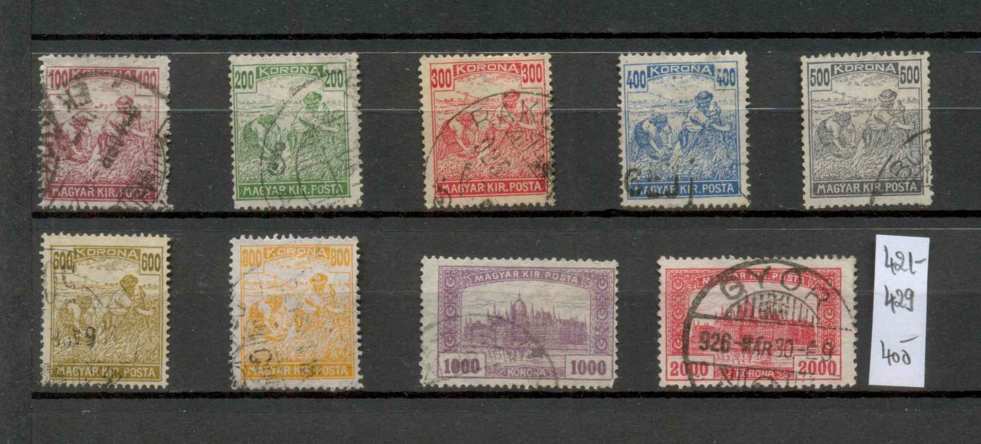 M77 - 1924 Arató - Parlament sorozat 9 darab használt bélyeg