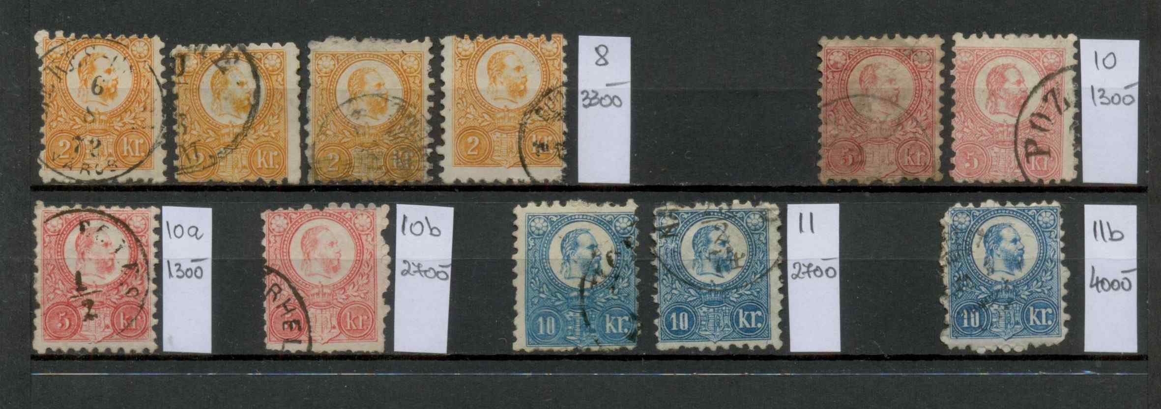 1871 Magyar Réznyomat klasszikus tétel (11 db) - Pozsony és Érsekújvár bélyegzéssel