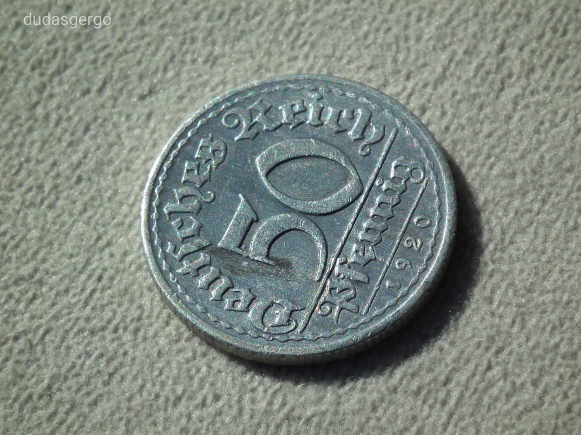 Németország, weimari 50 Pfennig, 1920 E
