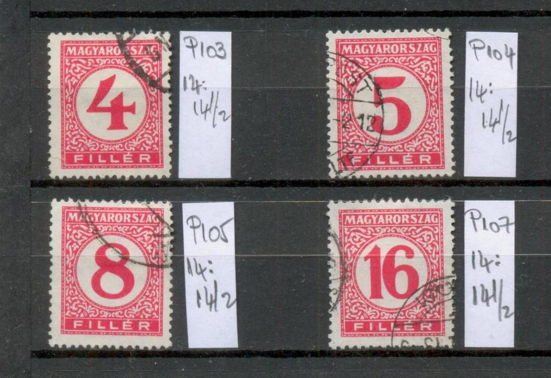 M37 1926-os pengő-fillér portóbélyegek 4 db P103-P107