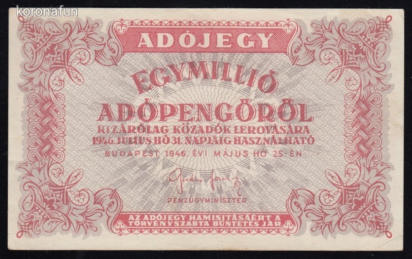 1 millió adópengő 1946 (VF+)
