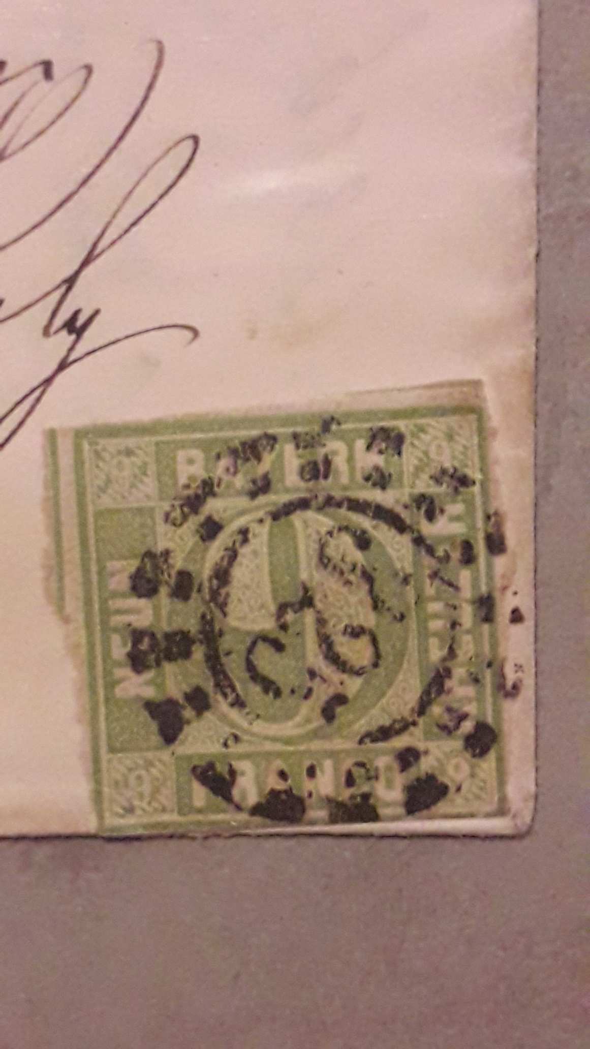 1850. Bayern Ó-német 9kr levél