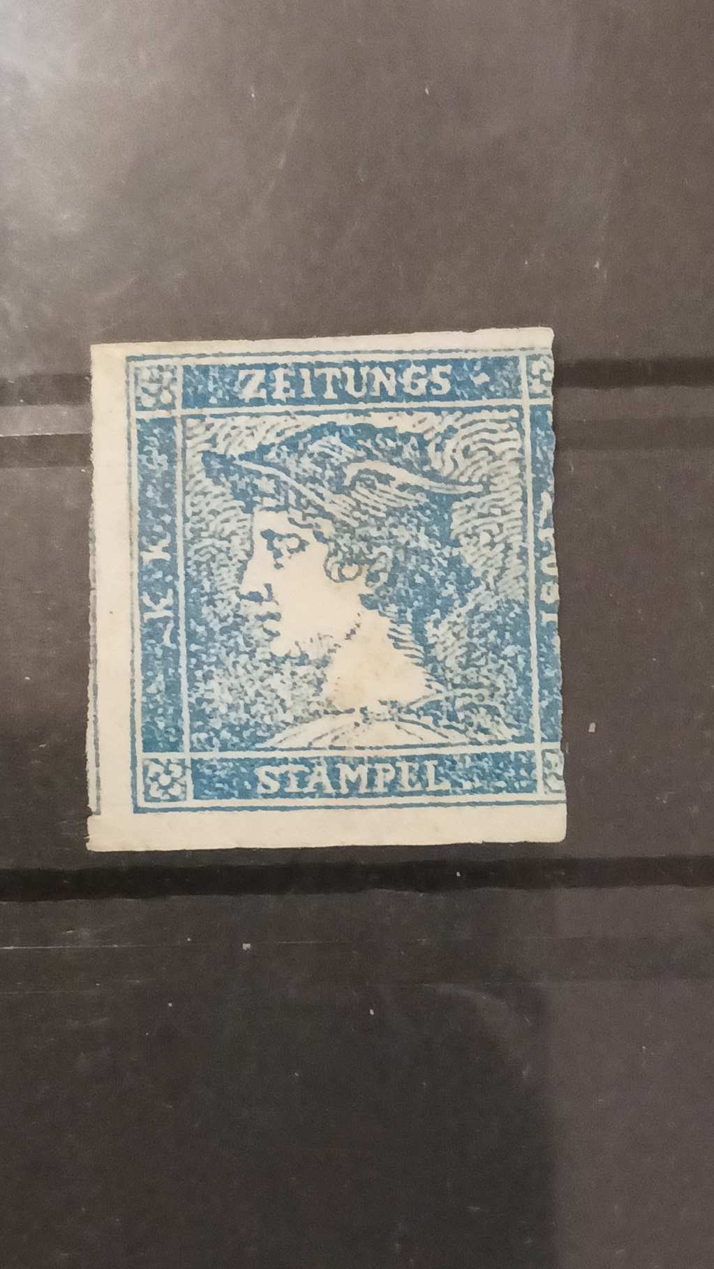 1851 Hírlapbélyeg kék Merkúr III.b.