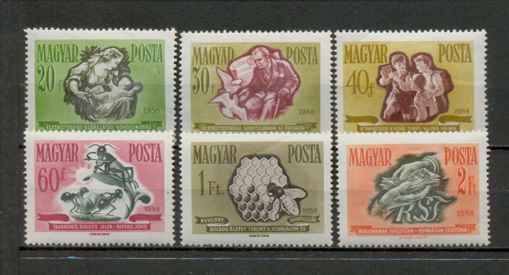 1958 Takarékosság és Biztosítás teljes bélyegsorozat (6 db)