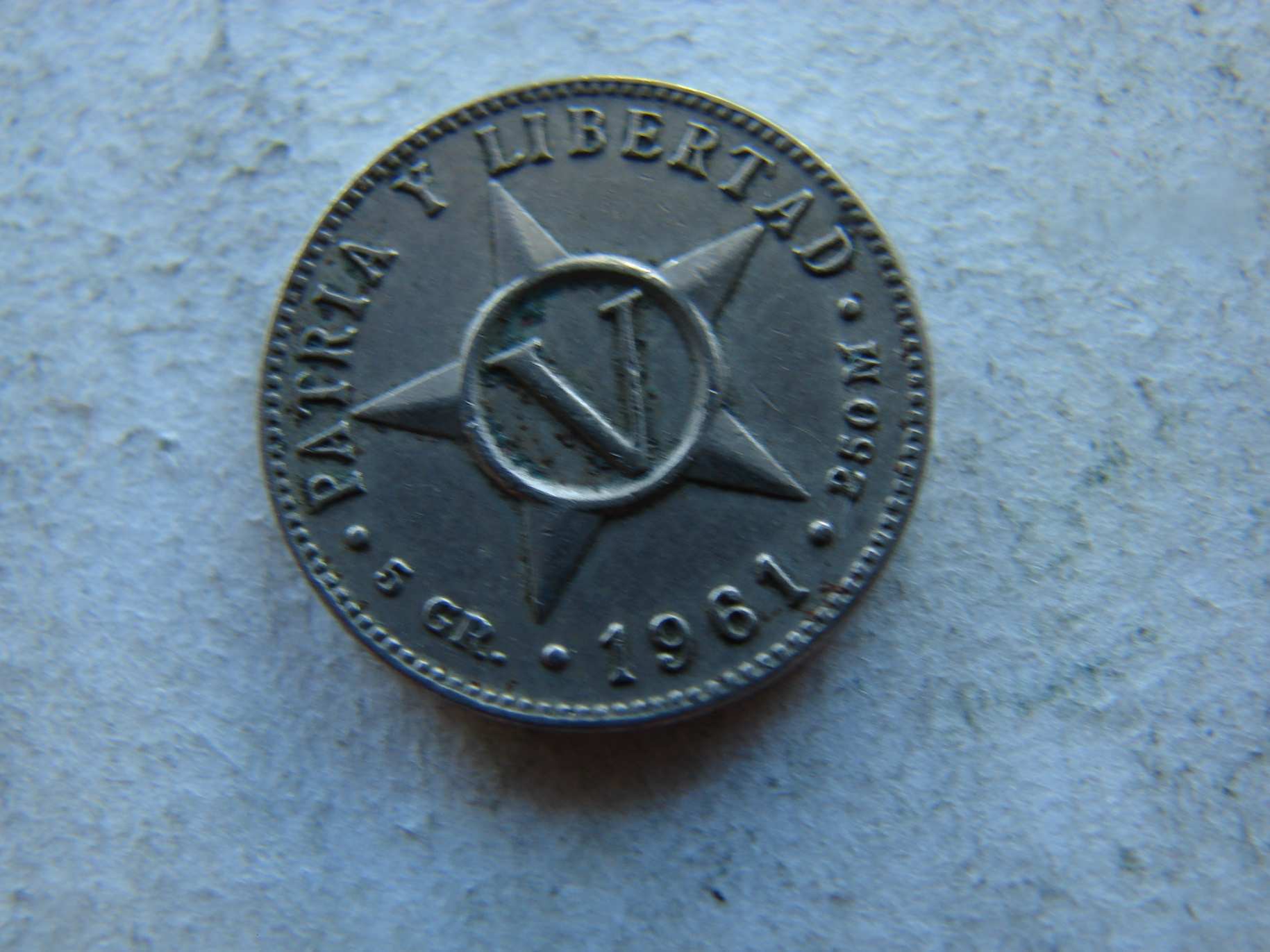 CUBA 5 CENTAVOS, 1961. 1 DB.