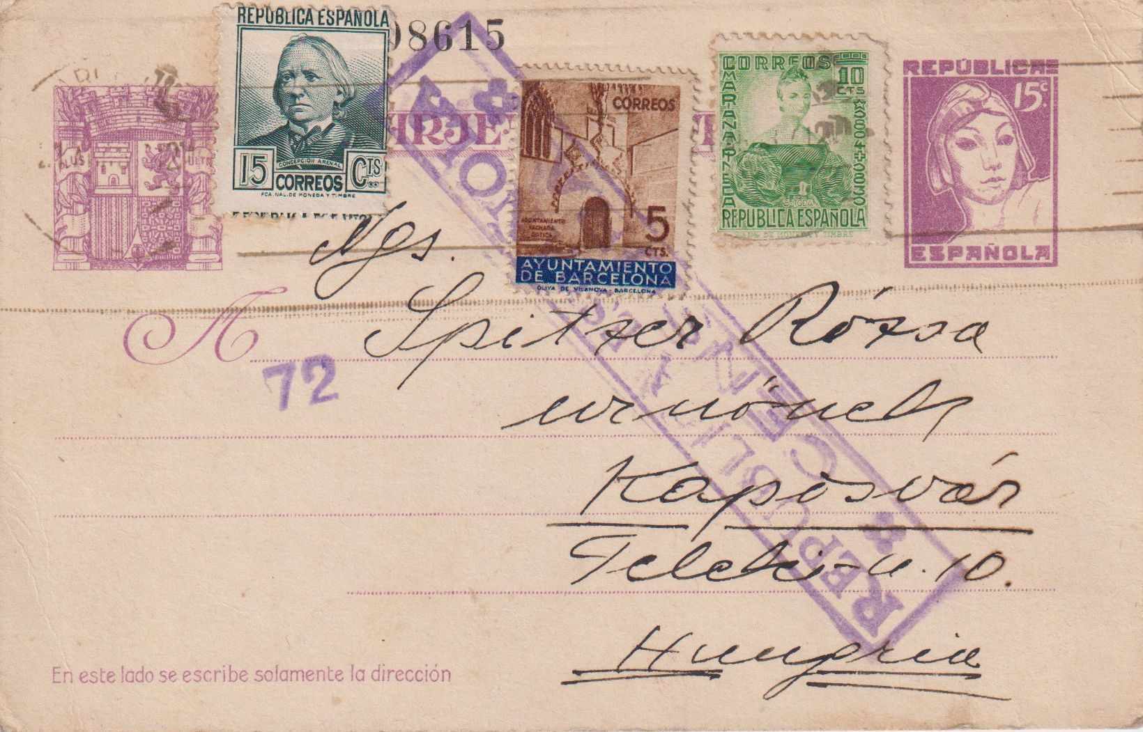 Spanyol Levelezőlap 1937.