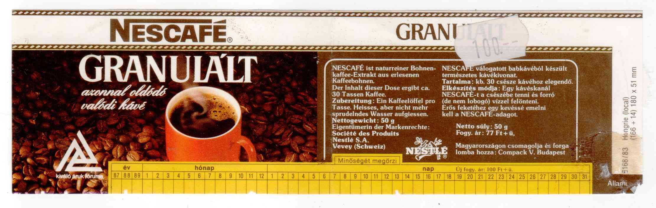 Konzerv címke - Nescafé - Nestlé