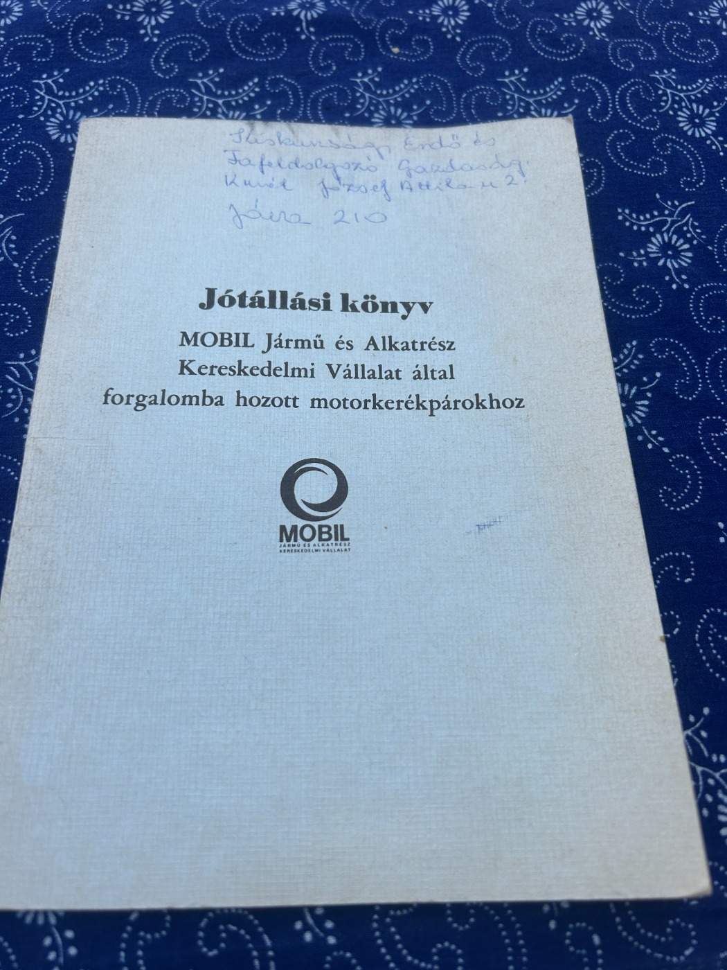Babetta Jótállási könyv Jáva 210