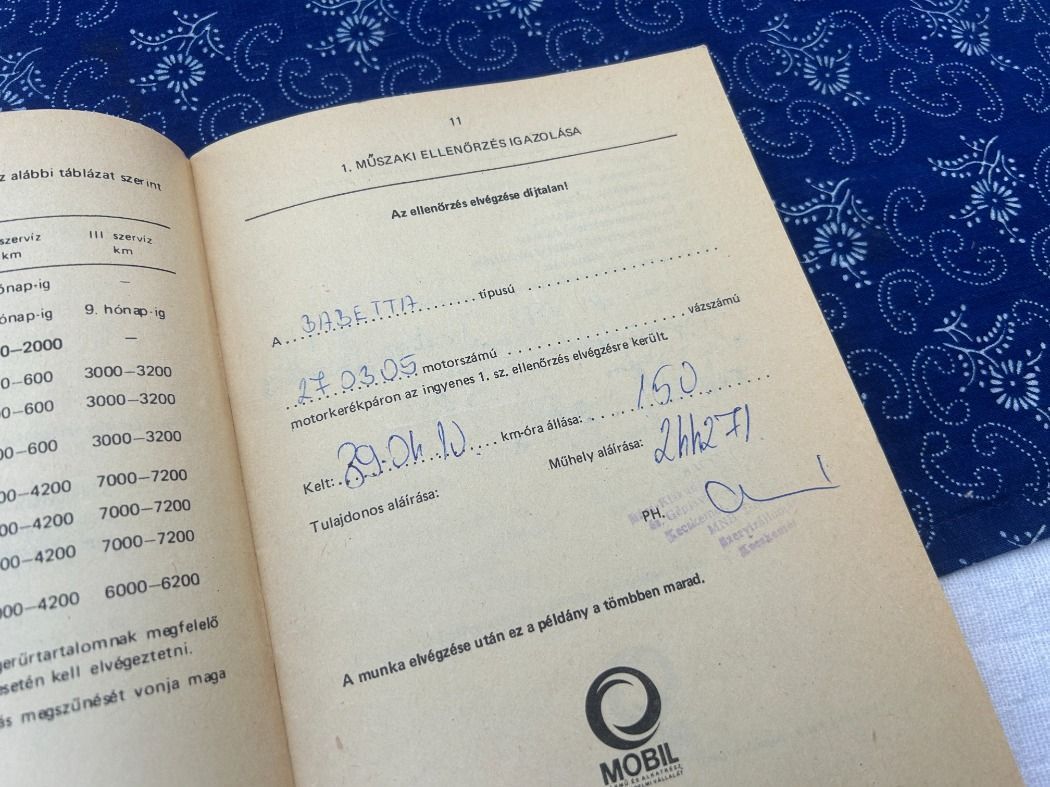 Babetta Jótállási könyv Jáva 210