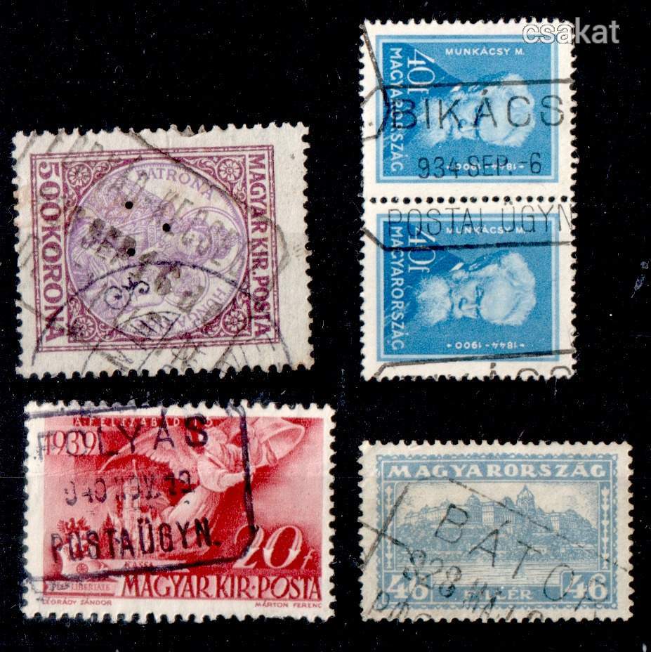 1925+ postaügynökség bélyegzések FORNÁD-KECSEGE BIKÁCS BÁTOR FOLYÁS MPPFB 40p  (c17)
