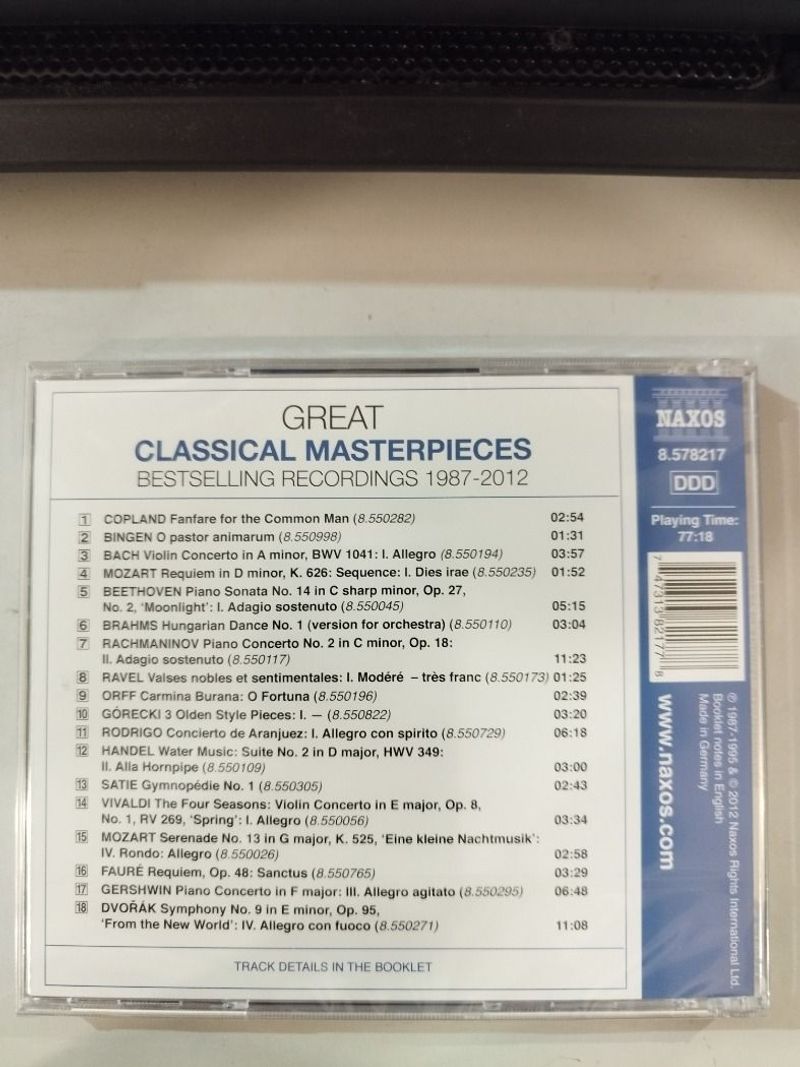 GREAT CLASSICAL MASTERPIECES   CD (BONTATLAN)
