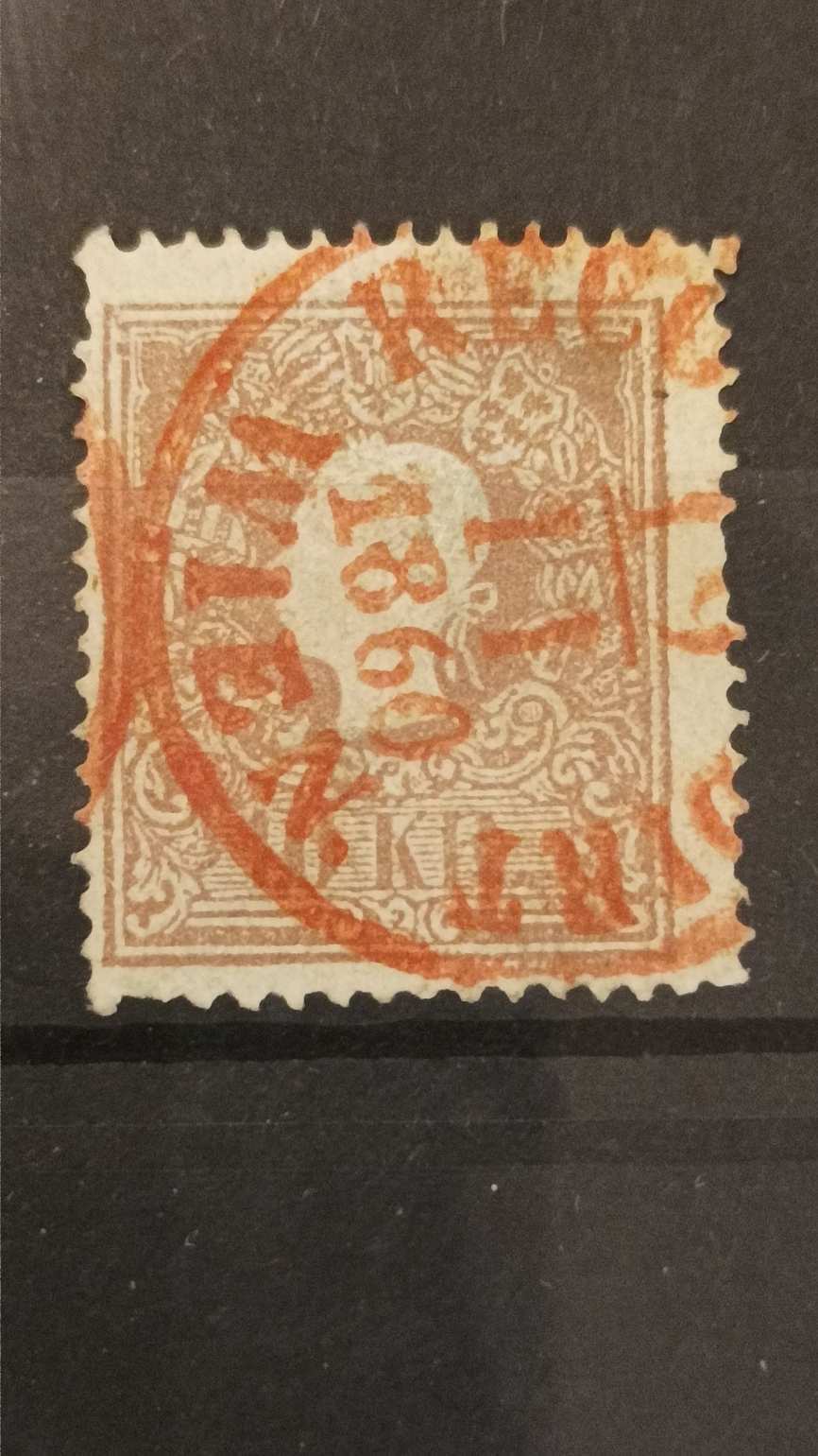 1858 Könyvnyomat dombornyomással 10 kr piros pecsét
