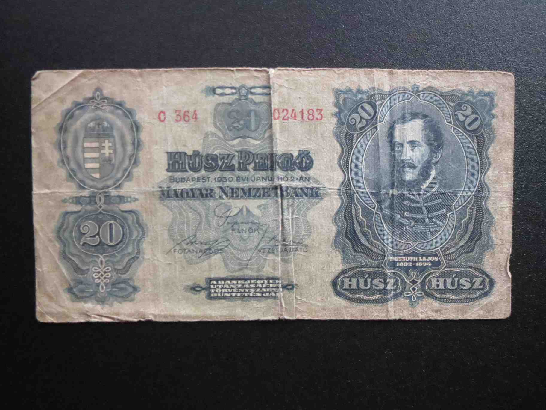 20 pengő 1930 VG+