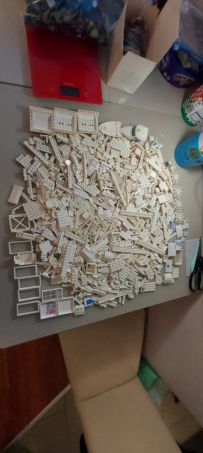 Lego fehér lapos és aró elemek 1000g