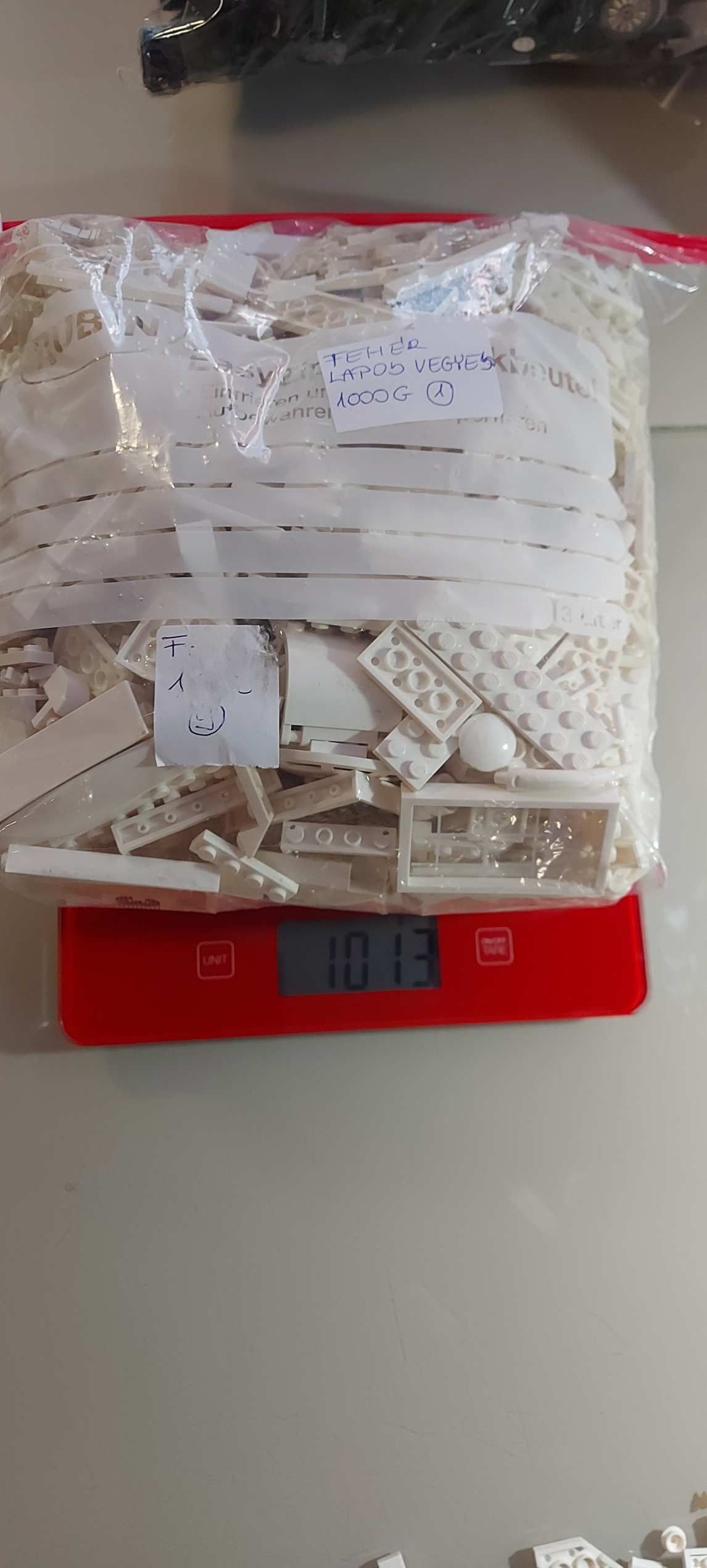 Lego fehér lapos és aró elemek 1000g